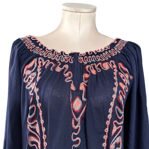 Poupette St Barth navy top in Large.  Absolutely gorgeous embroidery. - Picture 5 of 15